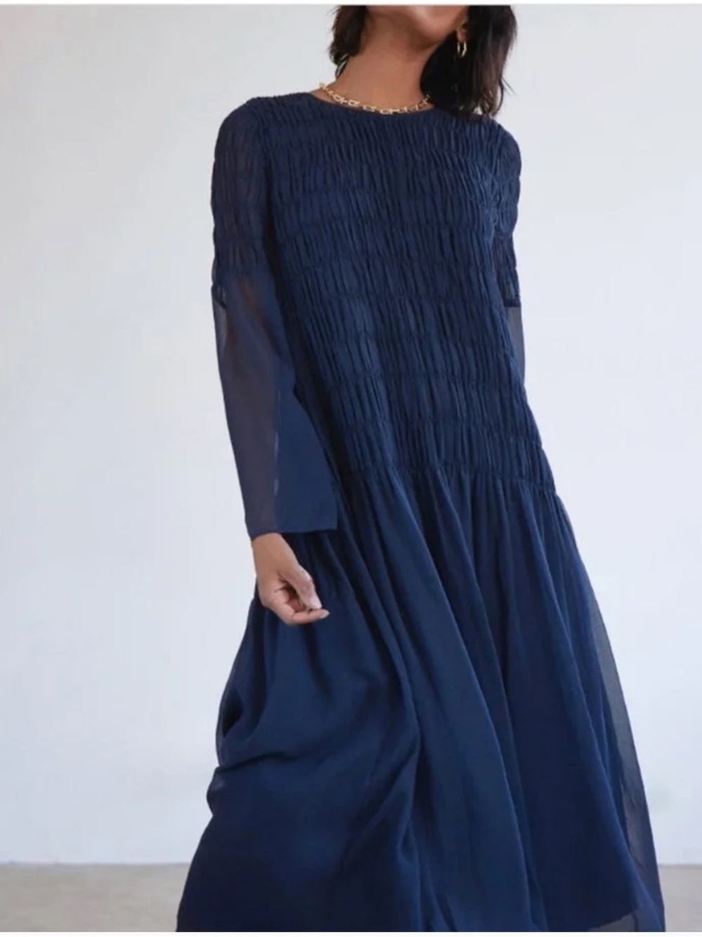 AYR The Something Special Silk Blend Maxi Dress Navy Blue